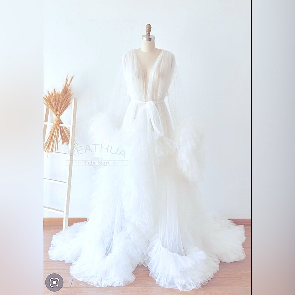 White Tulle Wedding Robe